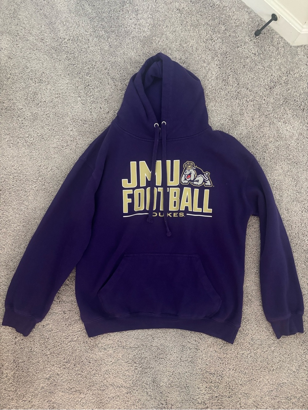 JMU Football Purple Hoodie with Dukes Logo